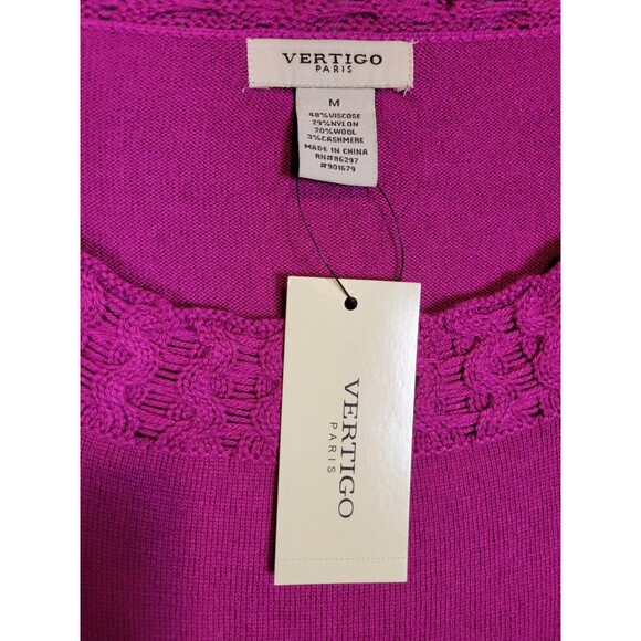 NWT Vertigo Paris Fushia Sweater Dress Tunic Womens Medium Wool Cashmere Luxury - Picture 9 of 10